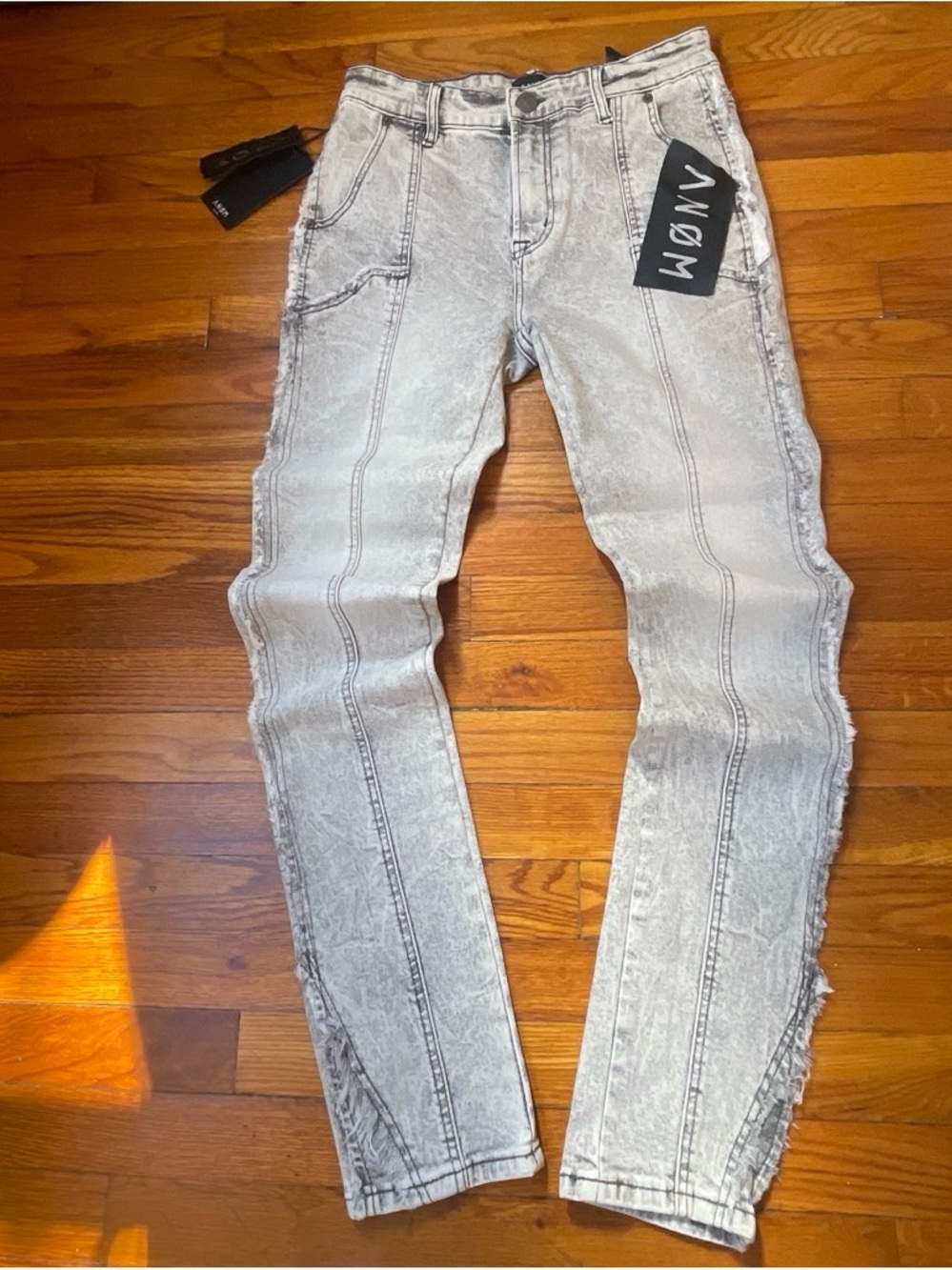 ANOM Light Gray Men's Washed Slim Jeans